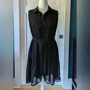 Joie Black Pleated Shirt Dress Size M